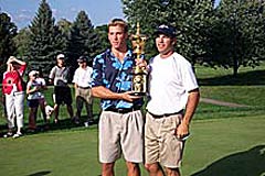 Rick Barnes with brother/caddie Andy and the US Amateur trophy